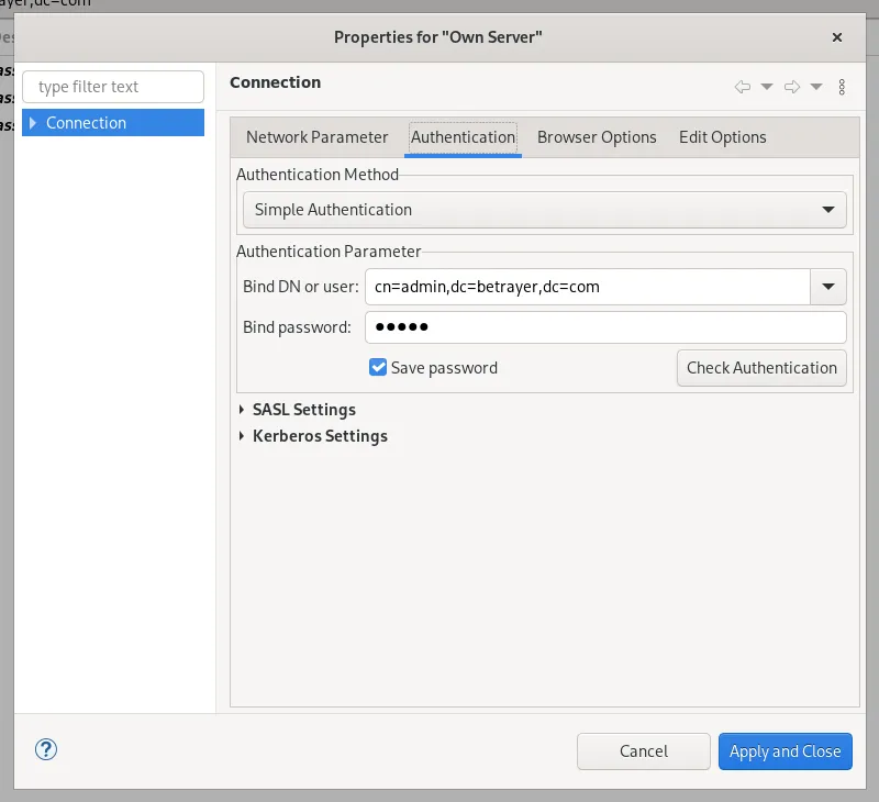 Ldap-connecting-own-server